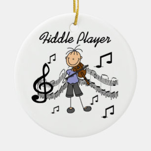 Stick Figuur Meisje Fiddle Player Tshirts en gesch Keramisch Ornament