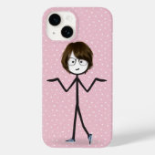 Stick figuur meisje met donker haar Case-Mate iPhone case (Achterkant)