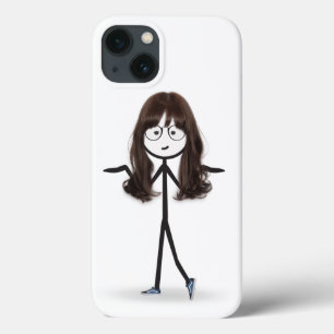 Stick figuur meisje met donker haar iPhone 13 hoesje