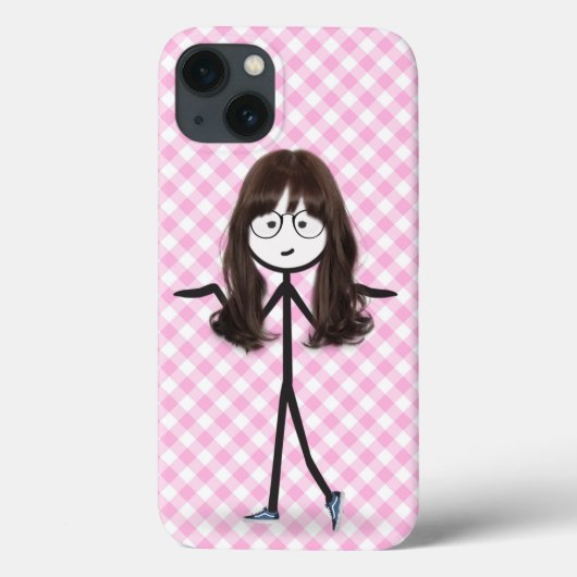 Stick figuur meisje met donker haar Case-Mate iPhone case (Achterkant)