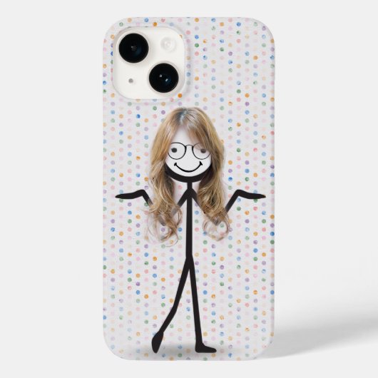Stick figuur meisje met haar en bril Case-Mate iPhone case (Achterkant)