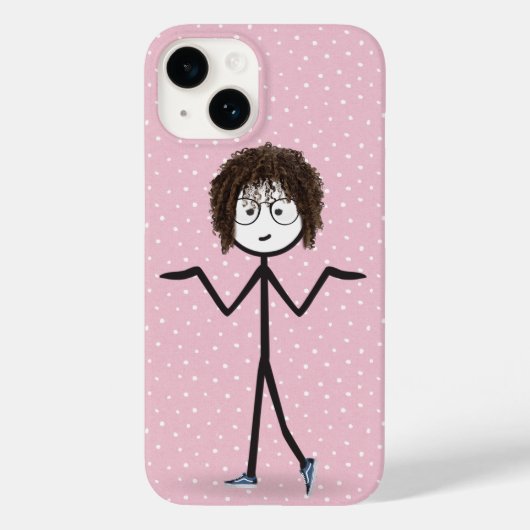 Stick figuur meisje met polka stippen Case-Mate iPhone case (Achterkant)