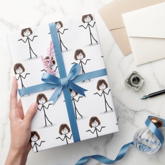 Stick figuur meisje met Sneakers Cadeaupapier (Geschenken)