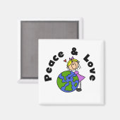 Stick Figuur Meisje Vrede en Liefde T-shirts en Gi Magneet (Voorkant / Achterkant)