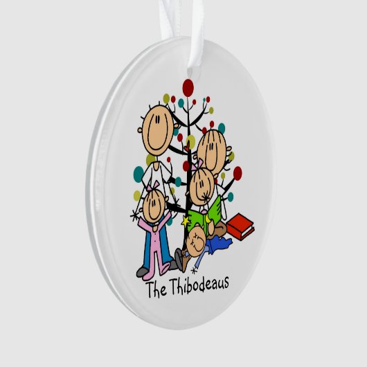 Stick figuur ouders, Kinder acryl Ornament (voorkant)