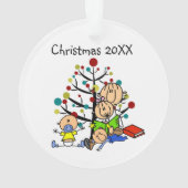 Stick figuur ouders, Kinder acryl Ornament (achterkant)