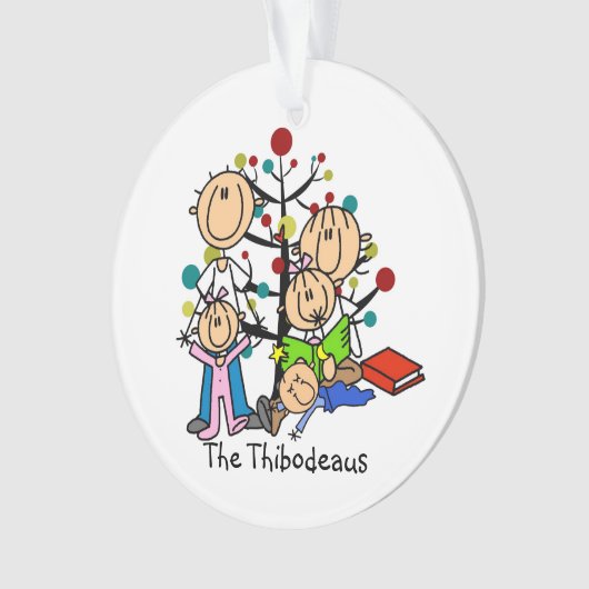 Stick figuur ouders, Kinder acryl Ornament (voorkant)