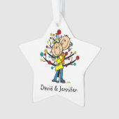 Stick figuur paar in liefde kerstversiering ornament (voorkant)