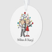 Stick Figuur paar kerstmis Acrylversiering Ornament (voorkant)