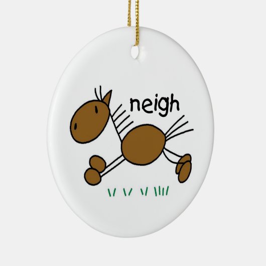 Stick Figuur Paard T-shirts en geschenken Keramisch Ornament (Rechts)