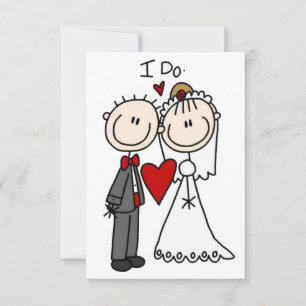 Stick Figuur People Bride and Groom Wedding Kaart