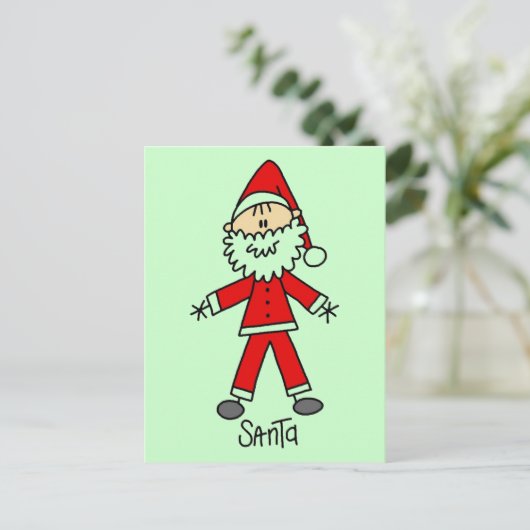 Stick Figuur Santa Claus Tshirts en Geschenken Feestdagenkaart (Staand voorkant)