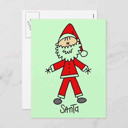Stick Figuur Santa Claus Tshirts en Geschenken Feestdagenkaart (Voorkant / Achterkant)