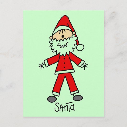 Stick Figuur Santa Claus Tshirts en Geschenken Feestdagenkaart (Voorkant)