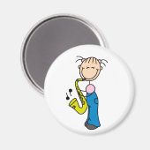 Stick figuur saxofoon magneet (Voorkant / Achterkant)