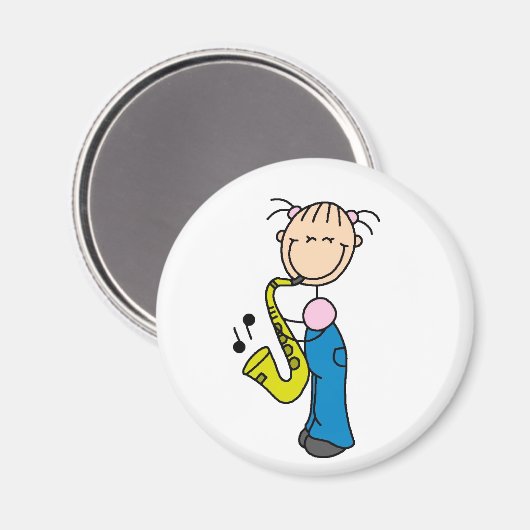 Stick figuur saxofoon magneet (Voorkant / Achterkant)