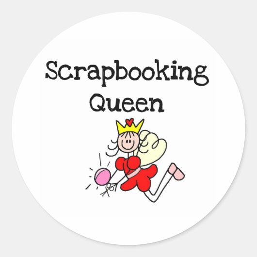 Stick figuur Scrapbook Queen Ronde Sticker (Voorkant)