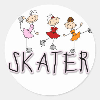 Stick Figuur Skater Tshirts en geschenken Ronde Sticker