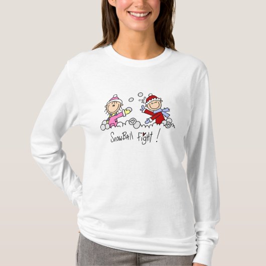 Stick Figuur Snowball Fight T shirt (Voorkant)