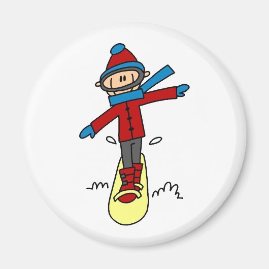 Stick figuur snowboarden magneet (Voorkant)