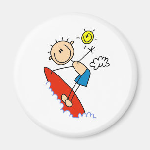 Stick figuur Surfer Boy Button Magneet
