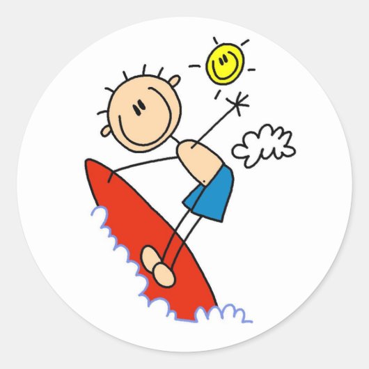 Stick figuur Surfer Boy Stickers (Voorkant)