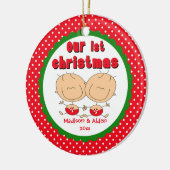 Stick Figuur Twins Baby's First Kerstversiering Keramisch Ornament (Links)