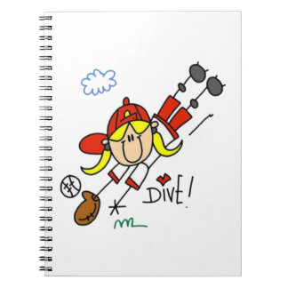 Stick Figuur voor Girl Baseball Player Notitieboek