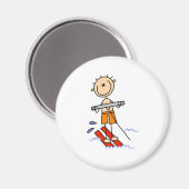 Stick figuur water skiën magneten (Voorkant / Achterkant)