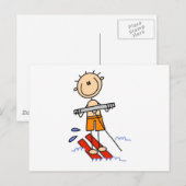 Stick Figuur water Skiing Tshirts en giften Briefkaart (Voorkant / Achterkant)