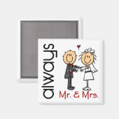 Stick Figuur Wedding Couple Mr & Mrs Altijd Magneet (Voorkant / Achterkant)