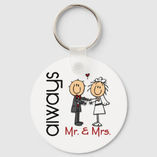 Stick Figuur Wedding Couple Mr & Mrs Altijd Sleutelhanger