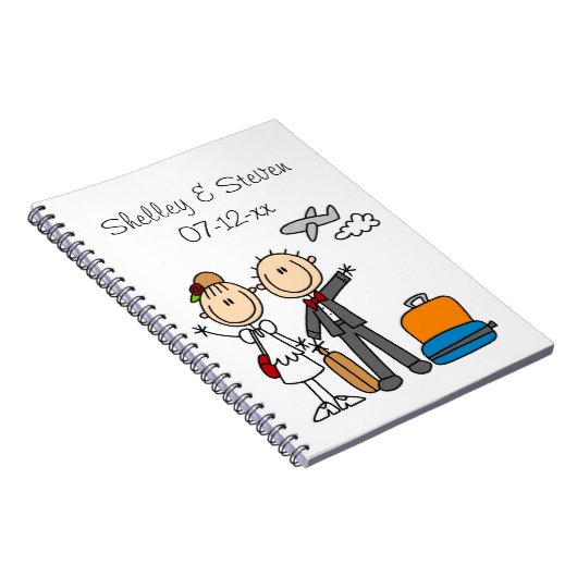 Stick Figuur Wedding Honeymoon T-shirts en cadeaut Notitieboek (Rechterzijde)