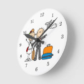 Stick Figuur Wedding Honeymoon T-shirts en cadeaut Ronde Klok (Hoek)