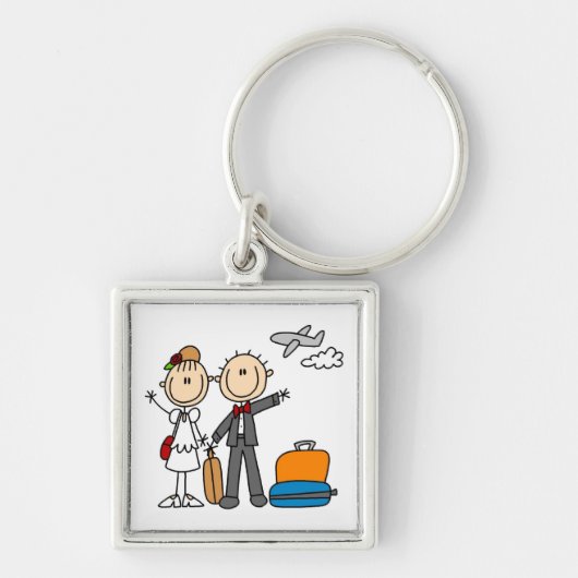 Stick Figuur Wedding Honeymoon T-shirts en cadeaut Sleutelhanger (Voorkant)