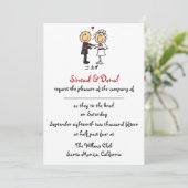 Stick Figuur Wedding Invitation Kaart (Staand voorkant)