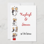 Stick Figuur Wedding Invitation Kaart (Achterkant)