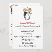 Stick Figuur Wedding Invitation Kaart (Voorkant / Achterkant)
