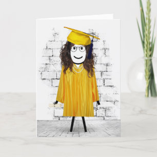 Stick Girl Afstuderen met Diploma Kaart