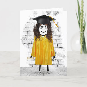 Stick Girl Afstuderen met Diploma Kaart