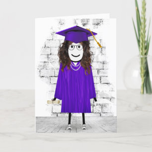 Stick Girl Afstuderen met Diploma Kaart
