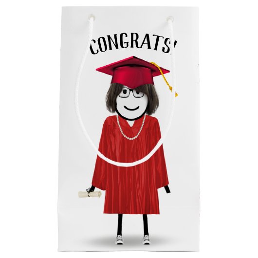 Stick Girl Afstuderen met Diploma Klein Cadeauzakje (Voorkant)