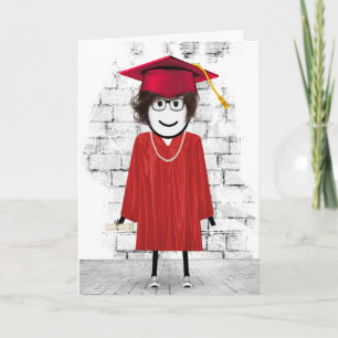 Stick Girl Afstuderen met Hair en Diploma Kaart