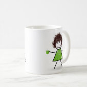 Stick Girl Avec Mug De Café Vert (Devant droit)