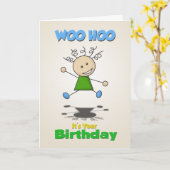 Stick Girl Birthday Kaart (Gele Bloem)