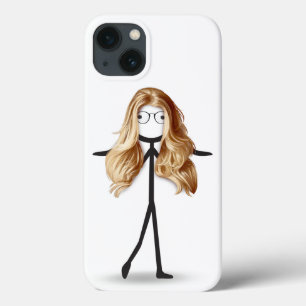 Stick Girl met blond haar en bril iPhone 13 Hoesje