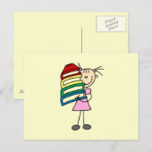 Stick Girl met boeken Briefkaart (Voorkant / Achterkant)