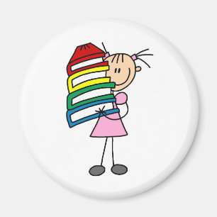 Stick Girl met Boeken Magneet