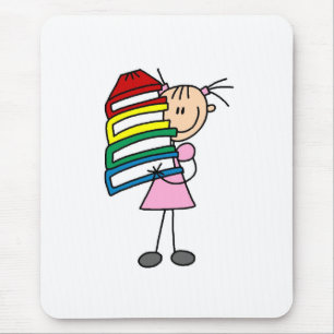 Stick Girl met Boeken Muismat