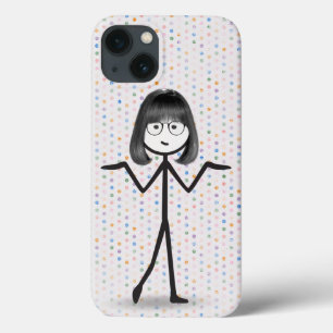 Stick Girl met bril op pooldots iPhone 13 Hoesje